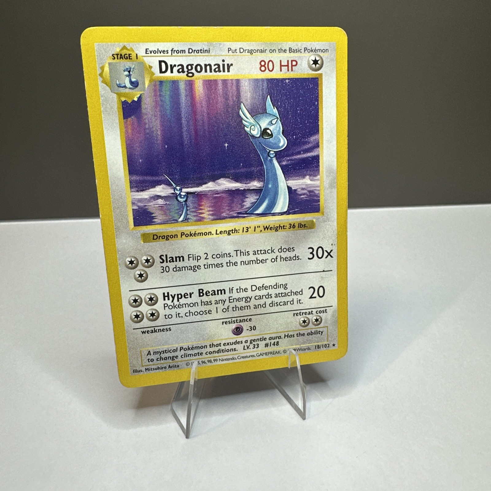 Pokemon Dragonair Rare Base Set (Shadowless) 018/102 HP WOTC Vintage