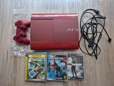 Playstation 3 PS3 Super Slim Konsole 500GB Rot + Top Spiele & Controller