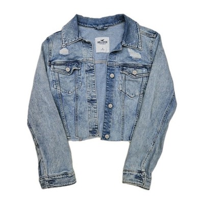 Hollister Cropped Jeansjacke Distressed Damen Größe S