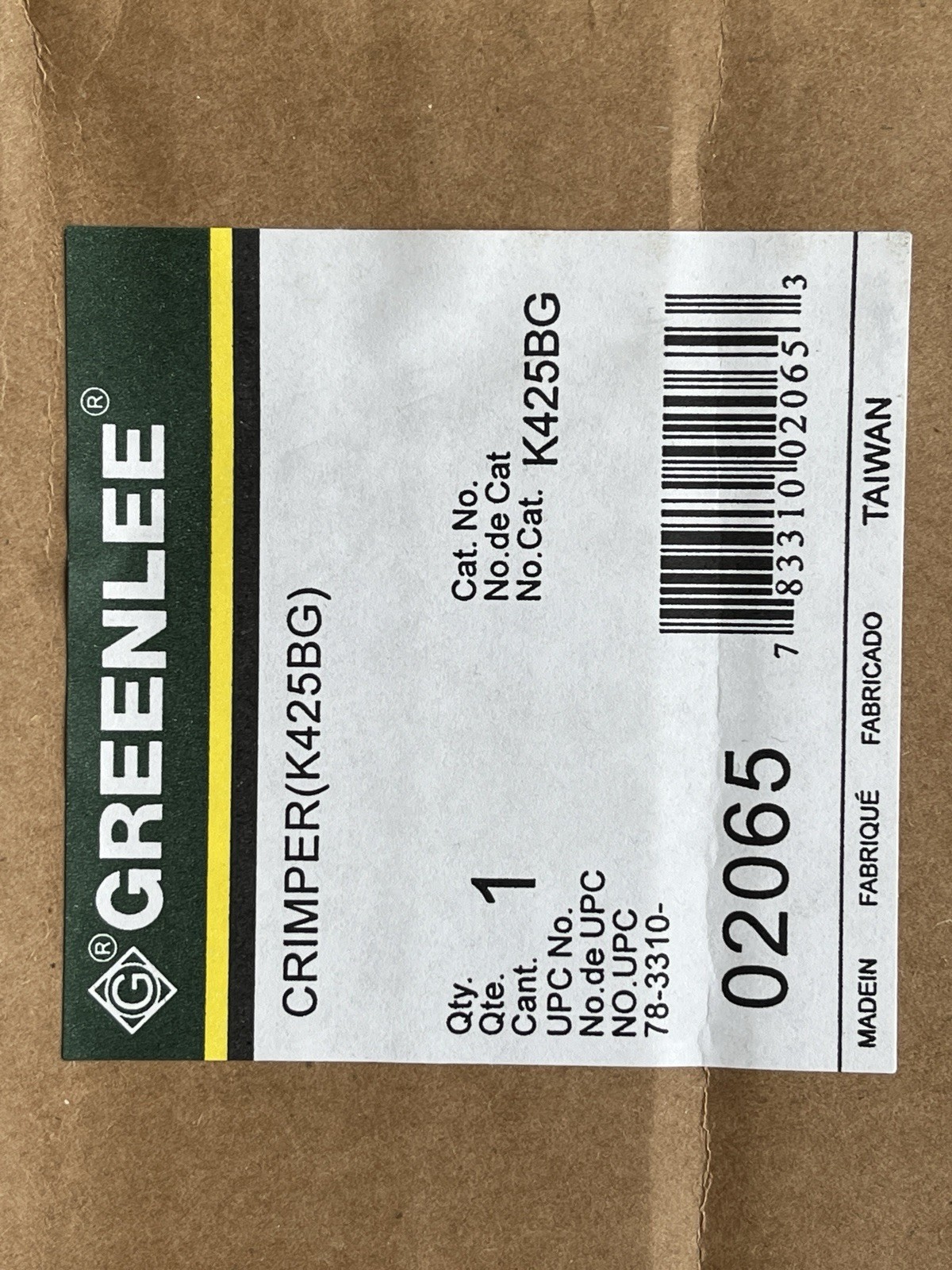 Greenlee K425BG Manual Crimping Tool with D3 and BG Die Grooves