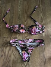Victorias Secret Bikini Set Leopard Pink Floral M/l