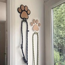 Paw Print Wooden Dog Leash Hanger Wall Hook For Collars  Coats Claw Hook 