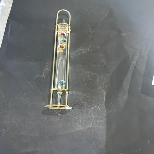 VTG Floating Glass Galileo Thermometer 14.5" W/ Brass Stand Hanging Or Tabletop - Picture 2 of 7