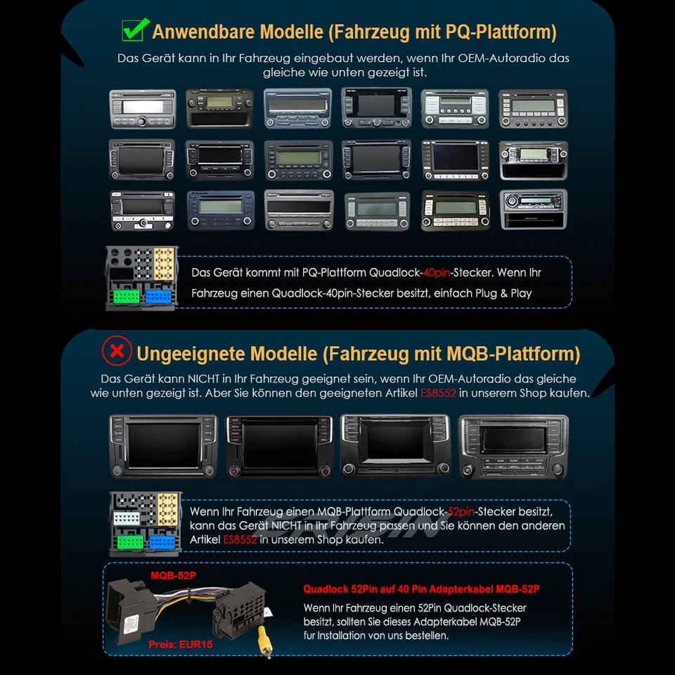 Android 14 Autoradio Für VW Golf 5/6 Passat Tiguan Polo T5 Caddy Skoda SEAT Navi - Bild 3 von 4