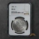 1881 Morgan Silver Dollar $1 - NGC MS62 - Philadelphia