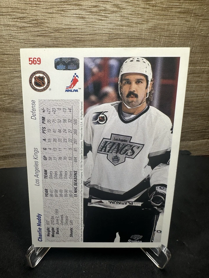 1991-92 91/92 Upper Deck #569 Charlie Huddy Kings In-Person On-Card AUTO HOF - Image 2 of 2