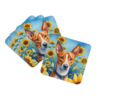 Caroline's Treasures Basenji in Sunflowers Foam Coasters DAC6016FC