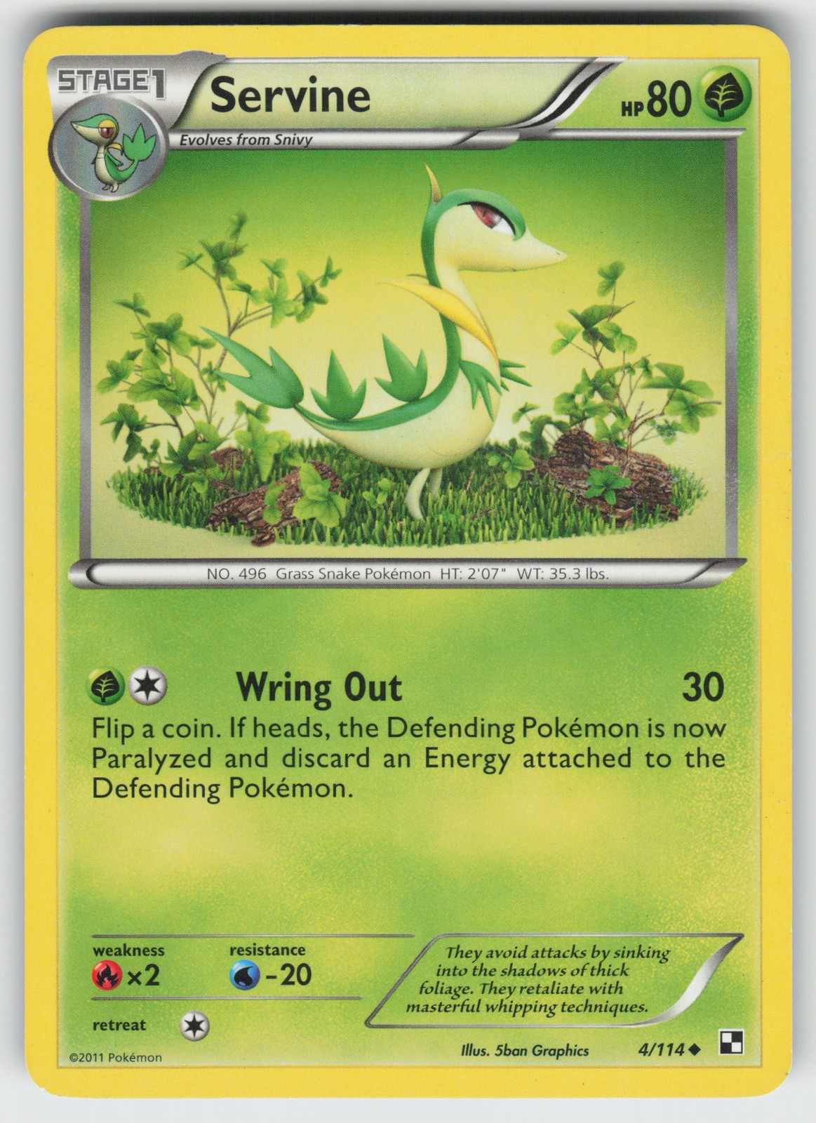 Servine (4) Uncommon Black and White 4/114 Pokemon