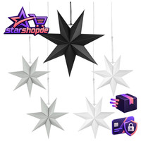Faltstern Weihnachten 7 Zacken Papier Dekoration 5Er Set FüR Fenster Advent
