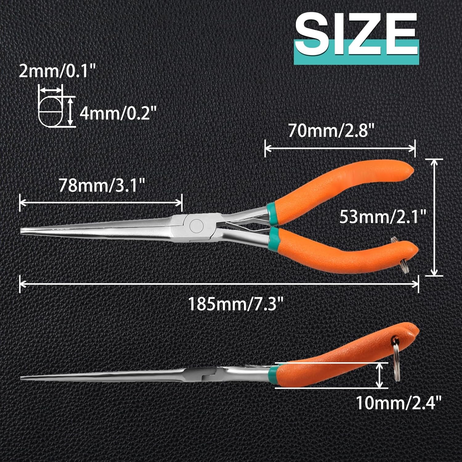 SPEEDWOX 7-Inch Long Reach Needle Nose Pliers with Teeth Extra Silver, Orange 