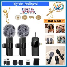 Wireless Lavalier Microphone for iPhone iPad Lightning USB-C Video Recording ...