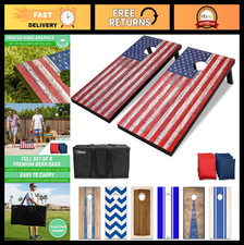Portable Cornhole Set - 4x2 ft or 3x2 ft, 8 Styles, Includes 8 Bean Bags  Trave