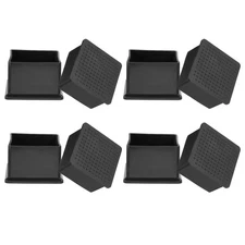 Square Plastic Hole Plugs 2 Inch, 8 Pack Tubing Insert End Cap, Black