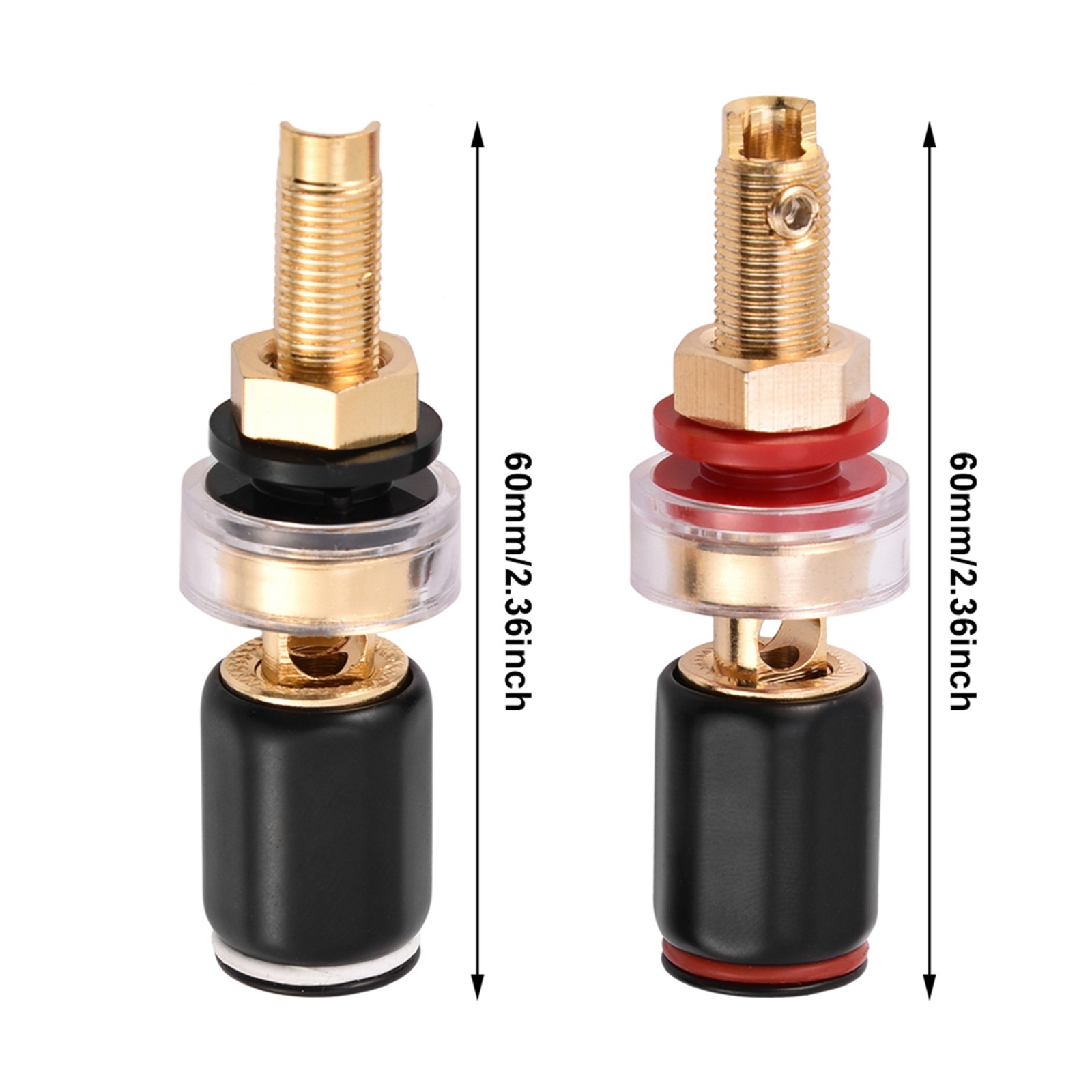2 Pcs Black & Red 4mm Binding Post Terminal For Speaker Amplifier