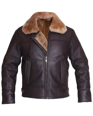 100% Sheepskin Real Fur Leather Jacket RAF Pilot US Navy Flight Bomber Men Irvin