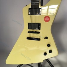 Solid Body Electric Guitar Stainless Rounded Fret Edge US Shipping Cream Yellow