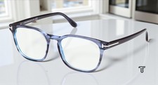 Tom Ford FT5868 B 092 Plastic Blue Other Blue Block Lens 53 mm Men's Eyeglasses