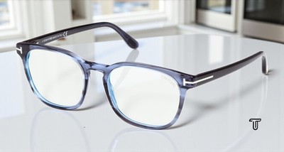 Tom Ford FT5868 B 092 Plastic Blue Other Blue Block Lens 53 mm Men's Eyeglasses