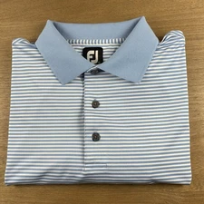 FootJoy FJ Prodry Stretch Lisle Polo Men’s L Blue/White Stripe No Logo