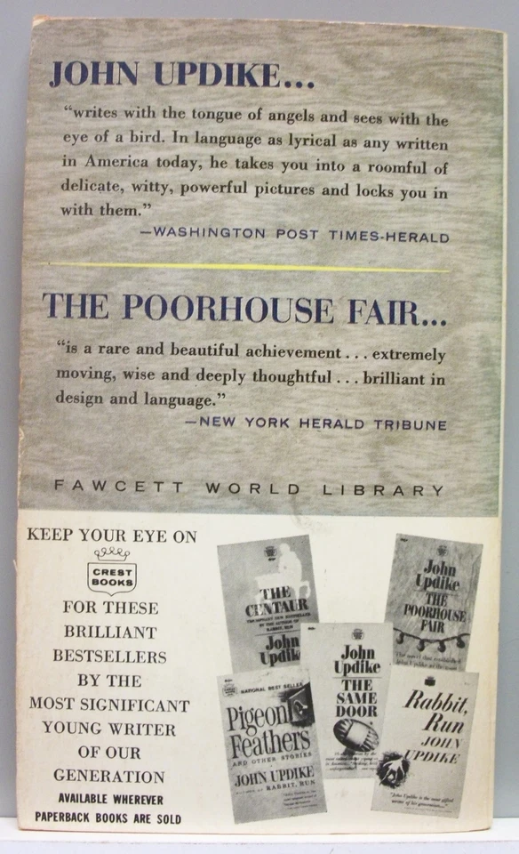 THE POORHOUSE FAIR by John Updike rare vintage pb 1964 (Crest) gc Foto 2 de 3