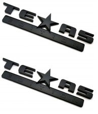 2- Gloss Blacked Out Texas Edition Emblem Decal For Chevy Silverado Sierra Truck