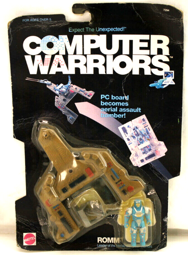 1989 Mattel COMPUTER WARRIORS Romm Heroic Leader PC Toy Rough Card Sealed - Picture 1 of 4