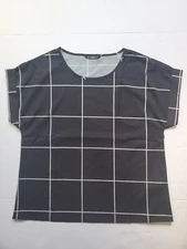 Shein Shirt Women's Size L Rolled Cuff Short Sleeve Windowpane Plaid Workwear