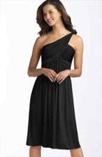 Adrianna Papell Beaded One Shoulder Jersey Dress Sz 2 Black