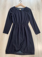 J Crew Navy Polka Dots Faux Wrap Chiffon Fit & Flare Dress Sz 00