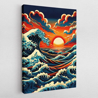 Leinwandbild Poster Acryl Glas Pop-Art Wand Kunst japan traditionell Wellen - Bild 1 von 4