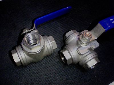 1pc STAINLESS 3 WAY  BALL VALVE 1/2'' NPT REDUCED PORT  L BV-3WYL-050
