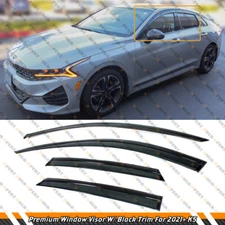 For 21-25 Kia K5 Chrome-delete Black Window Visor Rain Guard Deflector W/ Clips