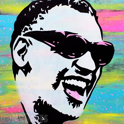 Ray Charles - Original Pop Art Painting By Babes Kopp - Music Celebrity Portrait