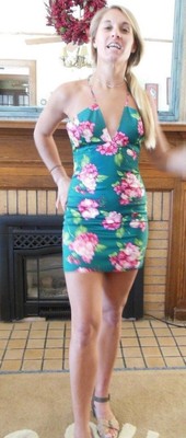 Sun Dress green pink spaghetti strap 