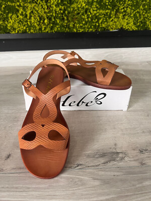 Ecological Eveline leather sandals F05 BROWN