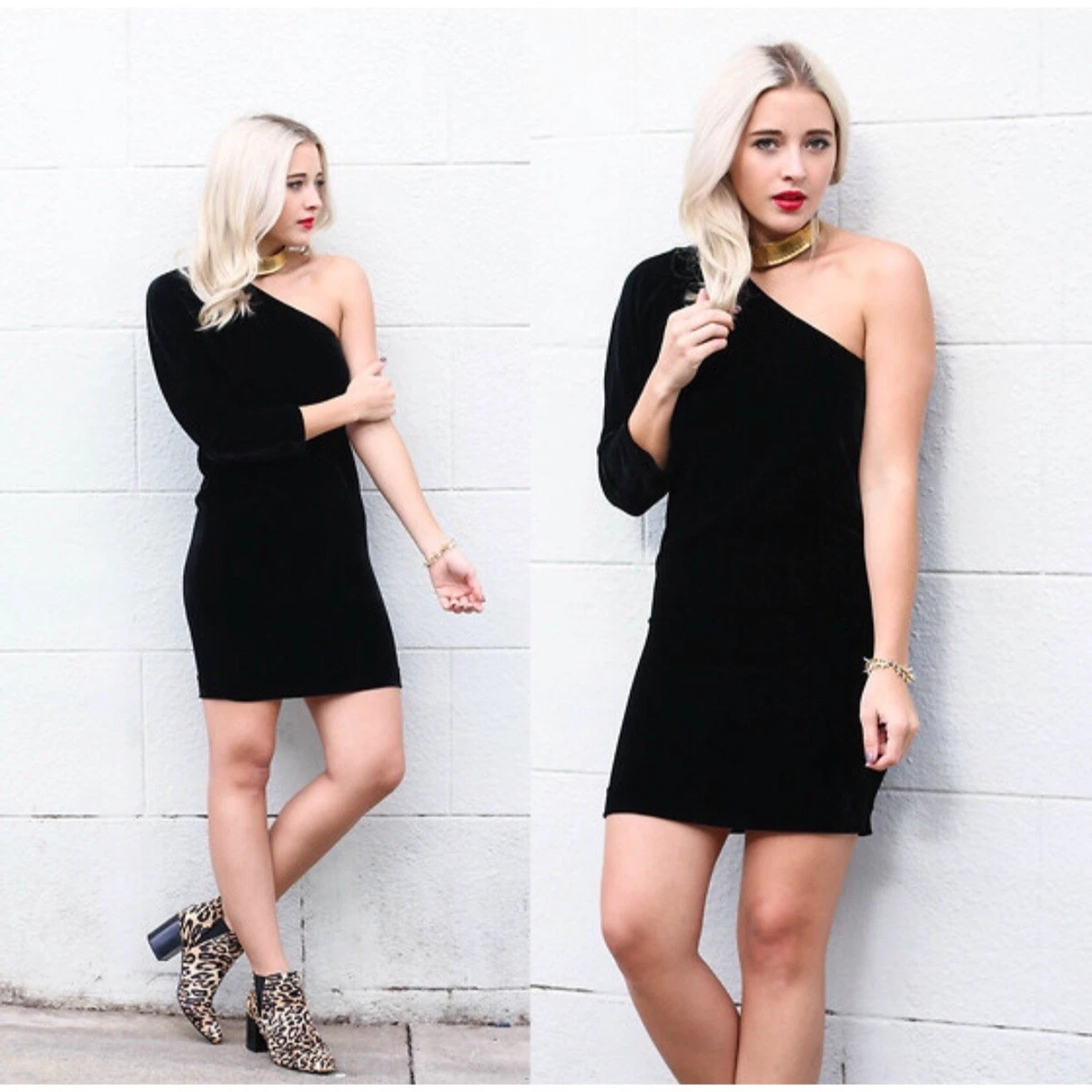 Theory Black Women s Birkita Velvet One Shoulder Mini Dress Size 8