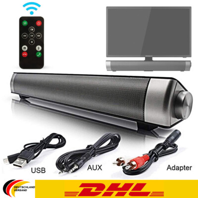 Bluetooth 5.0 Mini Soundbar für TV Heimkino Subwoofer Lautsprecher AUX/RCA DHL