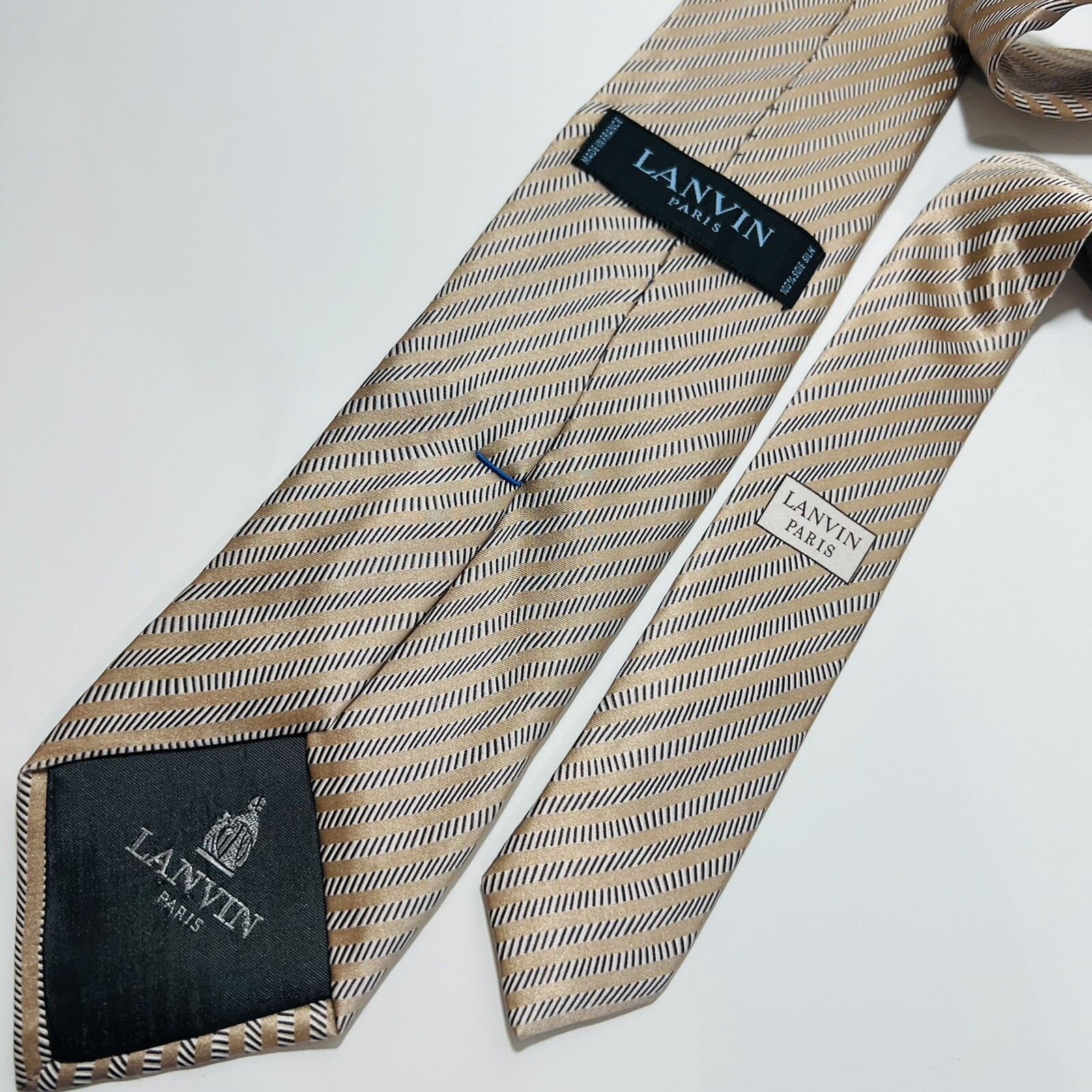 LANVIN Paris Modern/Recent Tan,Brown&Gray Striped… - image 9