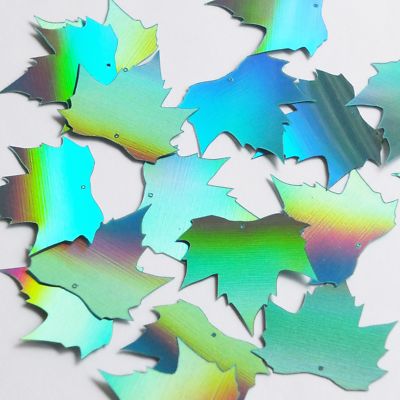 Maple Leaf Sequin 1.25'' Aqua Blue Lazersheen Reflective Metallic Loose Paillette