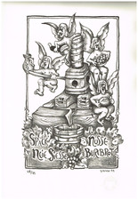 Lithographie sur pierre "PRESSOIR ALLEGORIQUE" dessiné par Guy Ancel 1993 