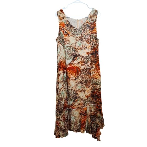 Reba Cream Orange Fairygrunge Whimsygoth Rhinestone Boho Midi Dress