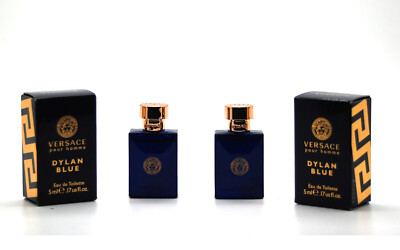 VERSACE DYLAN BLUE 0.17 oz, 5 ml Eau De Toilette Mini Splash Men (Lots of of 2)