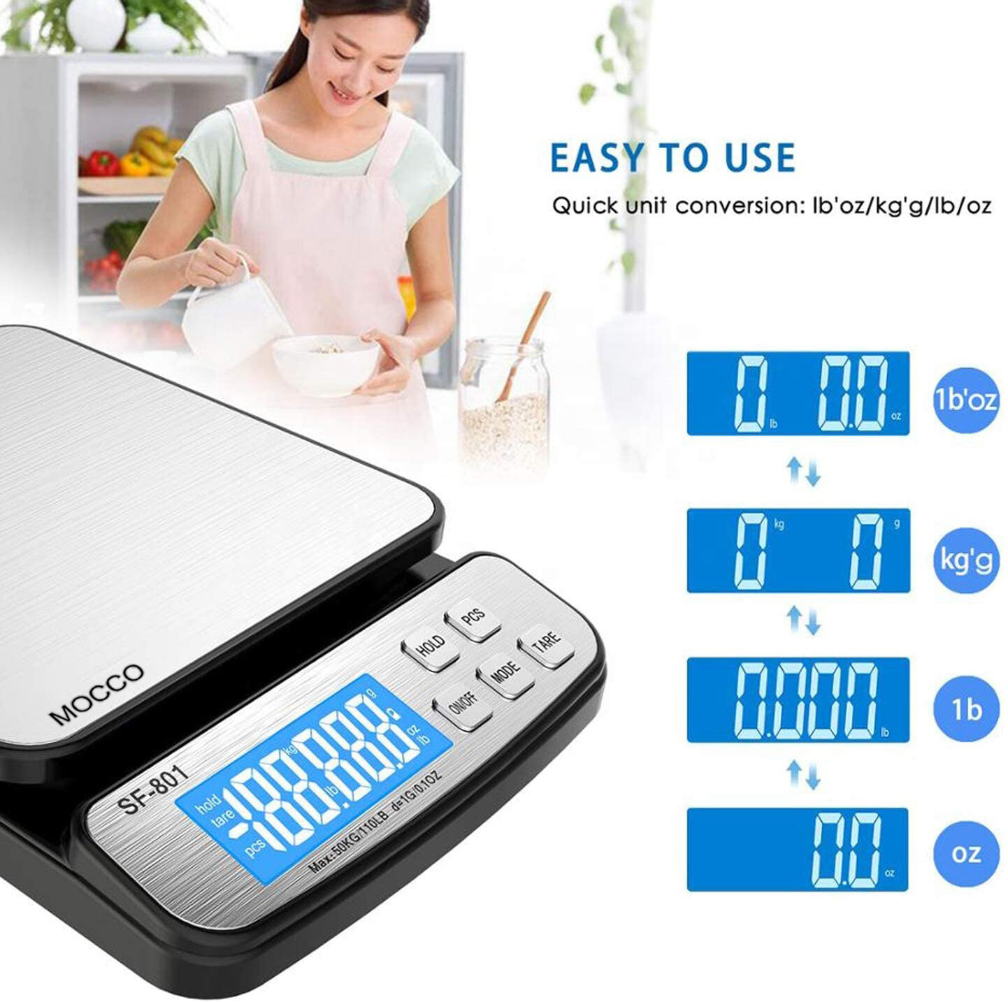 110 LB x 0.1oz Digital Postal Scale Accurate Shipping Weigh Scales with