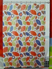 Peva Vinyl Shower Curtain Myra 72 x 72 Multi-Colored Floral On Frosted White