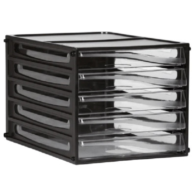 NEW Esselte Desktop Filing 5 Drawers A4 Black Frame Trays Pigeon Files