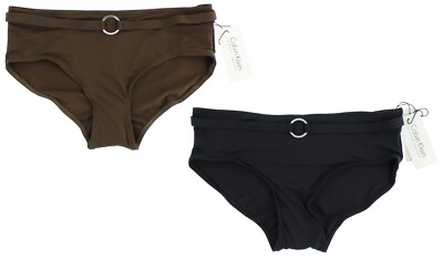 Calvin Klein Women's Hipster Bikini Bottom K44613, Swimwear, Front Belt, Lined