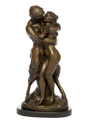 Escultura de bronce Fauno amantes ninfa figura de bronce escultura escultura de - Imagen 1 de 4