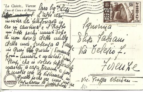 1935  30C LITTORALIISOLATO SU CARTOLINA LA QUIETE VARESE X FIRENZE - Picture 1 of 2