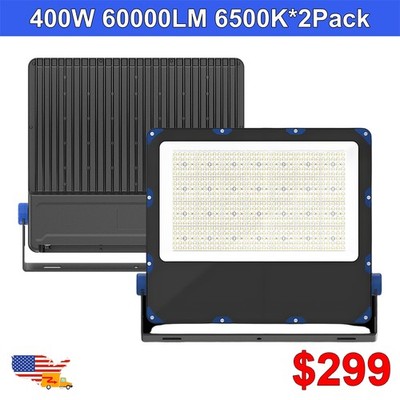2 Pack 400W Led Flood Lights 60000Lms IP65 Waterproof For Basketball Court Wall