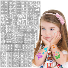 390 PCS Temporary Tattoo Stencils, Face and Body Paint Stencils Kit, Girl Boy Gl